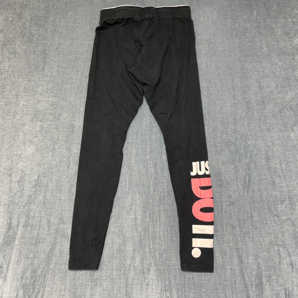 Nike Just Do It Leggings Womens 25W Black Logo Stretch Yoga Running Workout